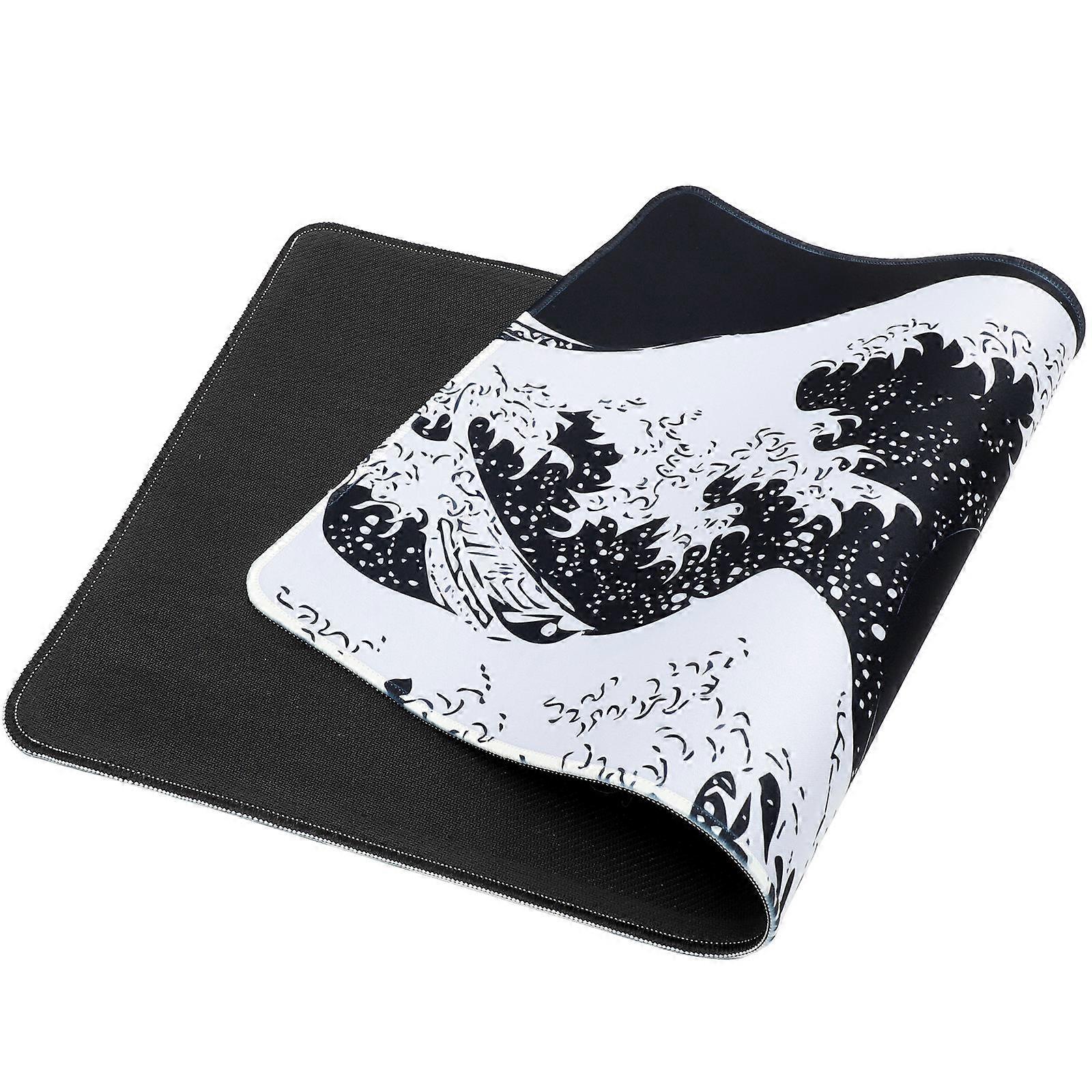 Laptop Mouse Mat Wave Pattern Rubber Mouse Pad for Computer Use Black