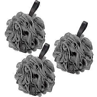 Loofahs Bath Shower Scrub Exfoliating Body Brush Pouf Scrubber Sponge Ball Mesh Bath Loofah 3 Pack