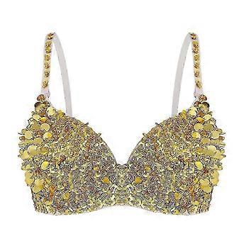 Womens Belly Dance Tops Sparkle Sequins Beading Padded Bra Top Belly Dancing Costumes Raves Party Pole Dance Club Wear-Yvan