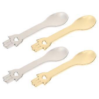 Silver Facial Cream Spoon Cream Applicator for Woman Use 4Pcs Zinc Alloy