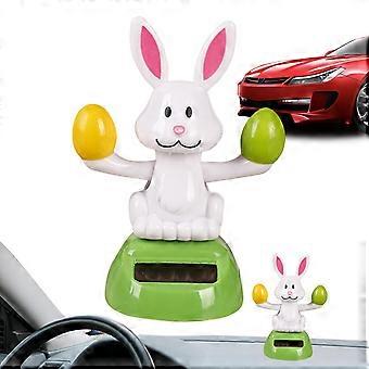 Cute Bunny Eggs Solar Dancing Toy 4.33in Solar Powered Dashboard Ornament for Car or Office Desk