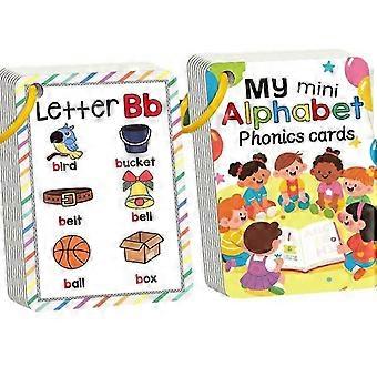Mini Alphabet Phonics Cards for Toddlers, 26 A-Z Letters Learning Flashcards Ring-Bound Book for Kids Preschool Early Education