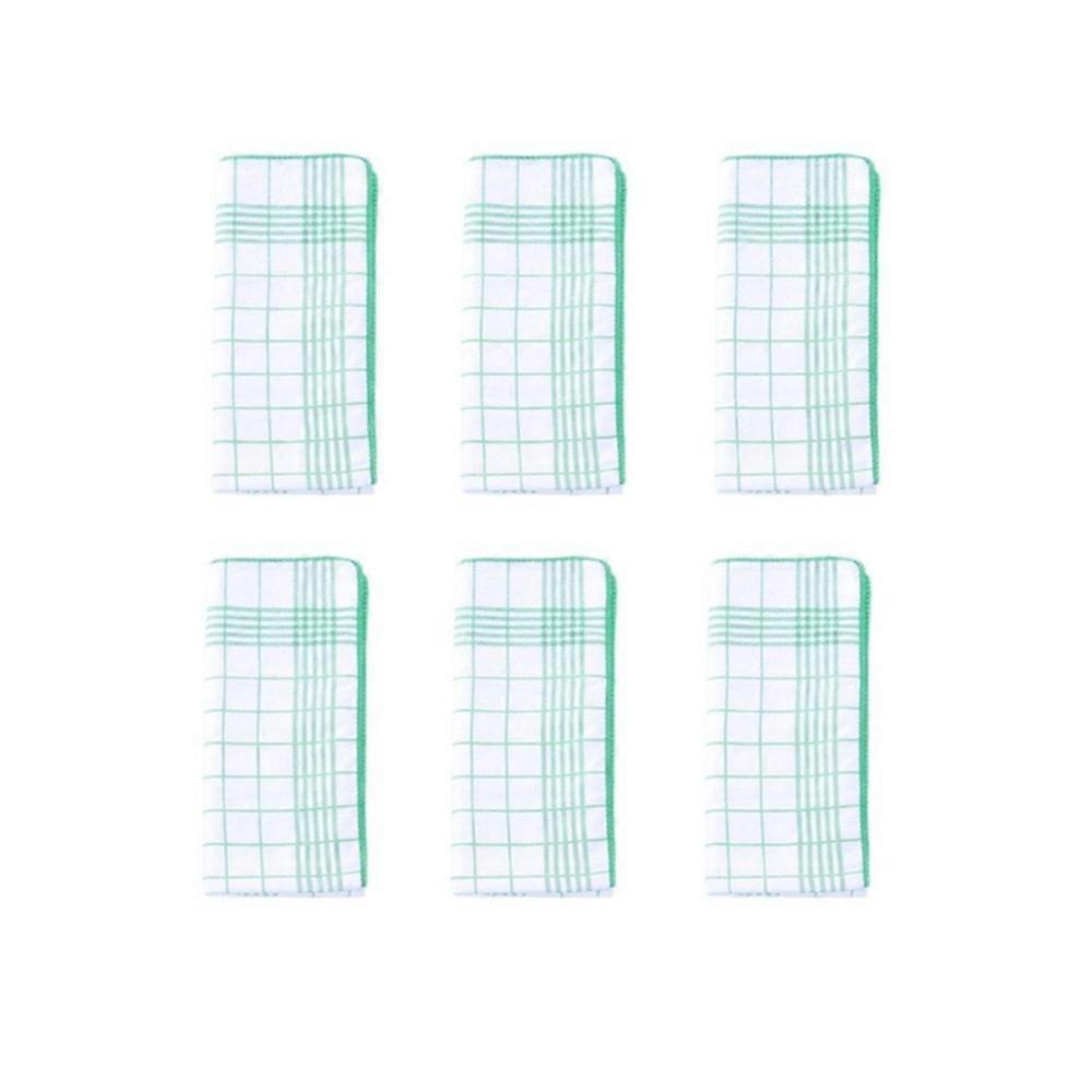 6 Pieces Durable Large Checkered Kitchen Towel Rectangular Absorbent Dishcloth Soft Quick-Dry Napkin Tableware