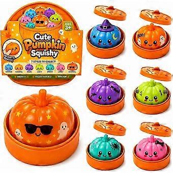 Halloweenpumpa Squishy Fidget-leksak, långsamt stigande mjuk klämleksak, stresslindrande pumpaprydnad med förvaringslåda för barn, presenter till högtider