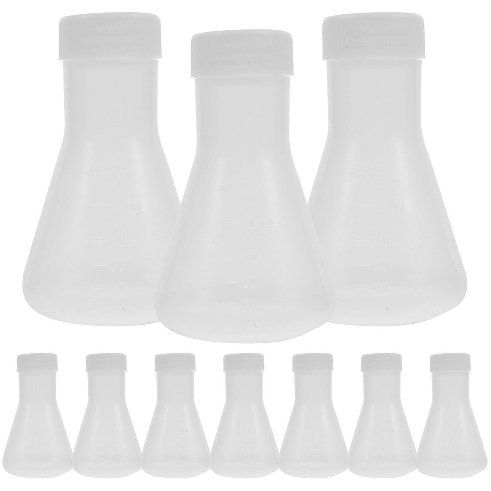 10pcs Plastic Flask Professional Erlenmeyer Flask Transparent Science Flask 25-26