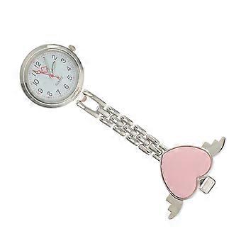 Heart Design Nurse Watch for Medical Use 2Pcs Pink Alloy Nursing Pocket Watch