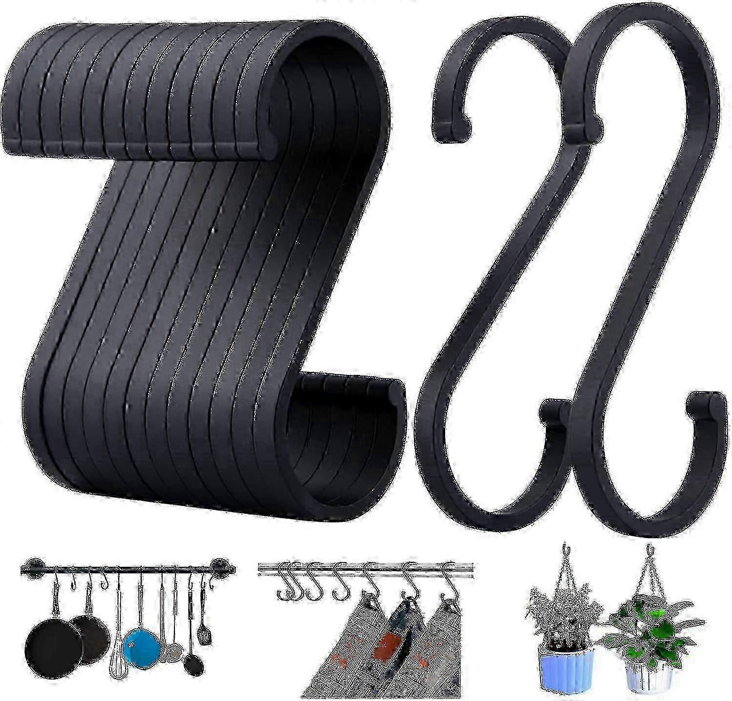 Black Matte Aluminum S Hooks 12 Pack