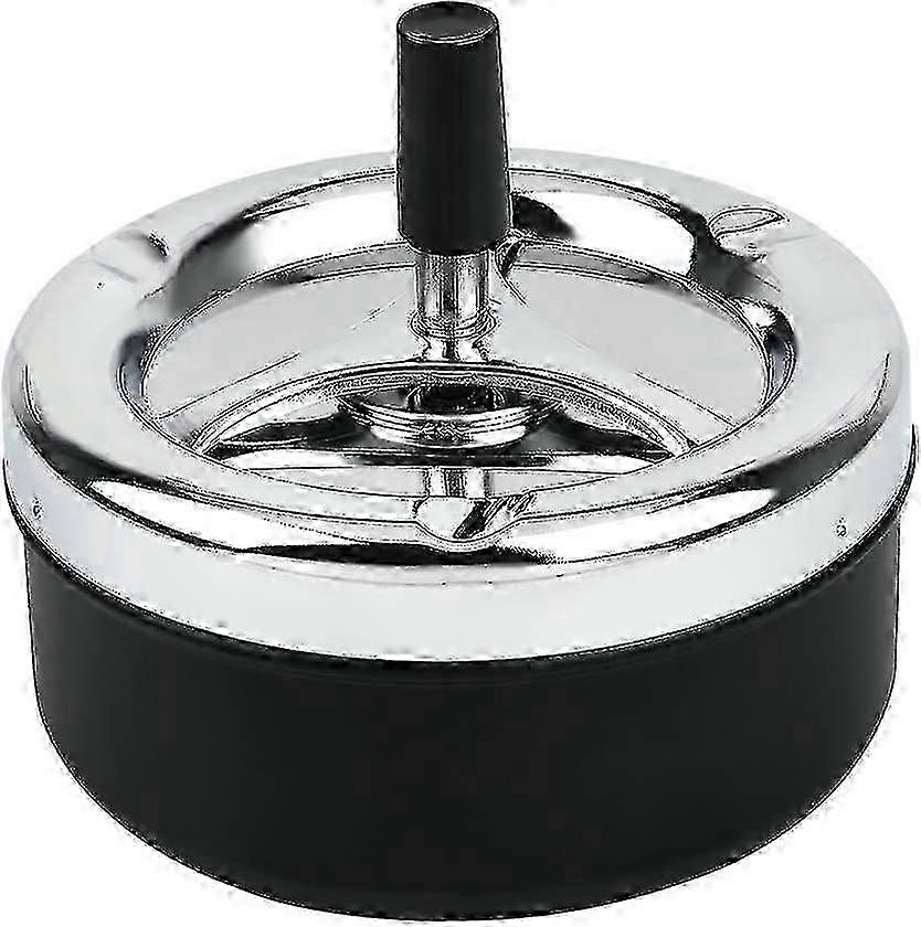 Rotating Push-Down Ashtray Black
