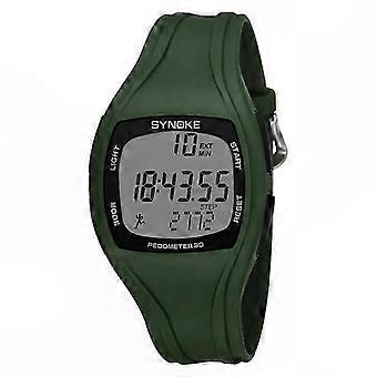 Men's Digital Pedometer Wristwatch with Silicone Strap, LED Electronic Display, Luminous Multifunction Features, Multi-Color Options