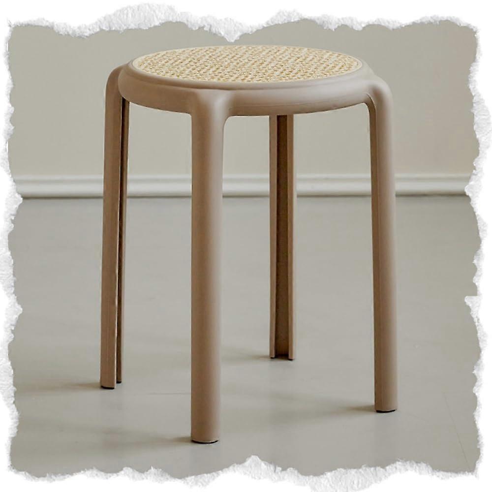 18 Inch Stackable Plastic Stool Khaki Backless Lightweight Seat for Kitchen Dining Classroom