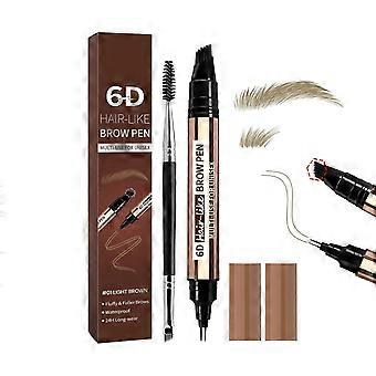 6D Hair Stroke Eyebrow Pen and Brow Brush, Waterproof Smudge Resistant Fine Tip Makeup for Natural Looking Brows, Shaping and Daily Definition