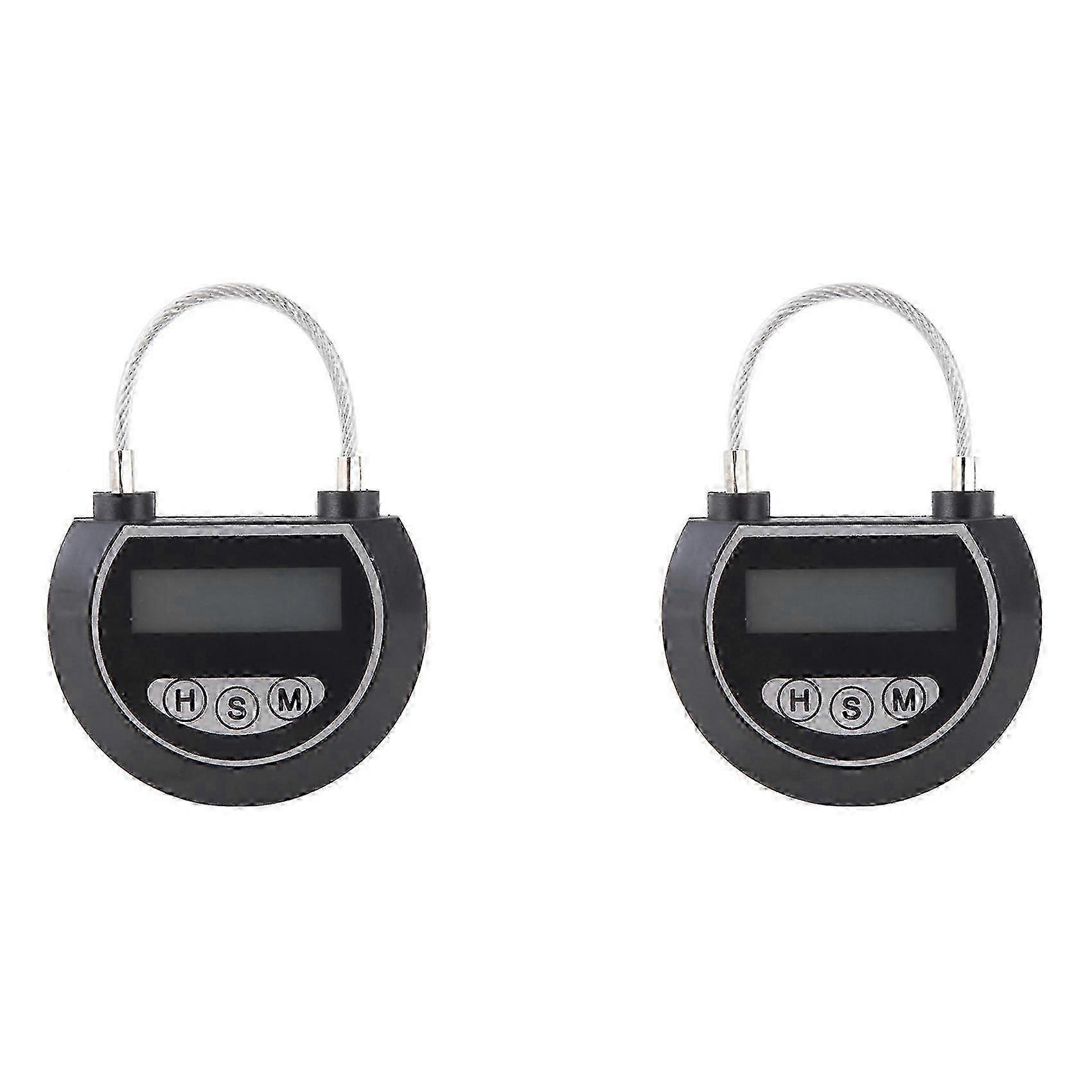 2X Electronic Time Lock Timer Lock Container Multi Function Time Lock Bin for Toys BlackBlack