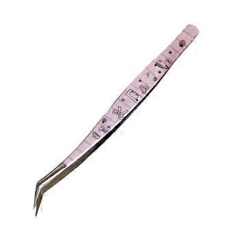 Stainless Steel Curved Stickers Tweezers Anti-static High Precision False Eyelash Tweezers Cartoon Bean Tweezers Eyelash Curler