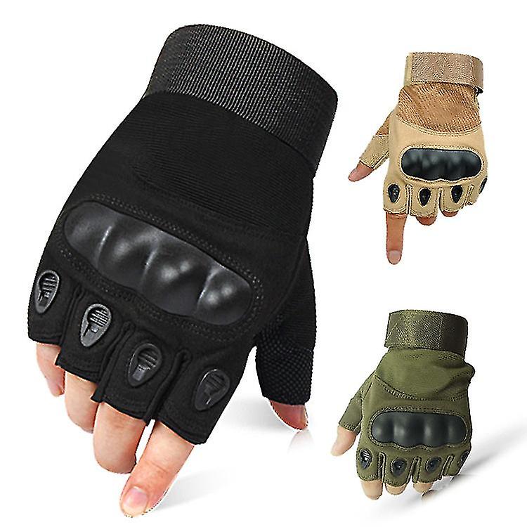 Tactical Hard Knuckle Half Finger Gloves Army Military Fingerless-1