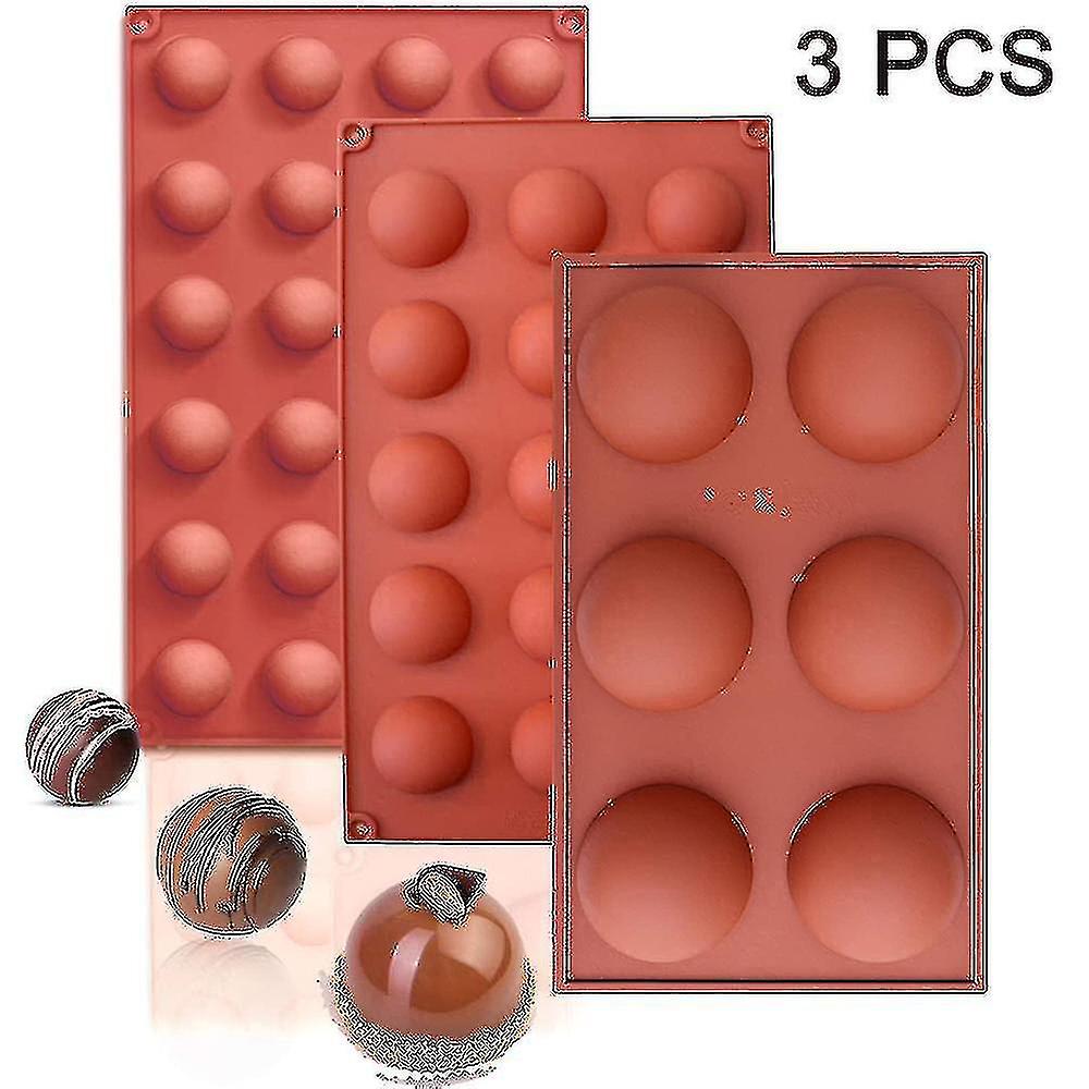 Silikonform i halvsfär, silikonformar för choklad, 3-pack bakning