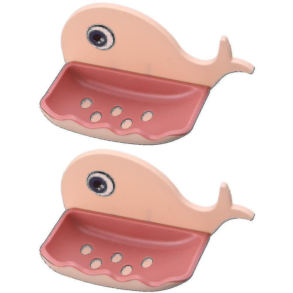 Whale Shape Non-punched Soap Holder, Drain Soap Dish Toilet Soap Holder Wall-mounted Shelf Soap