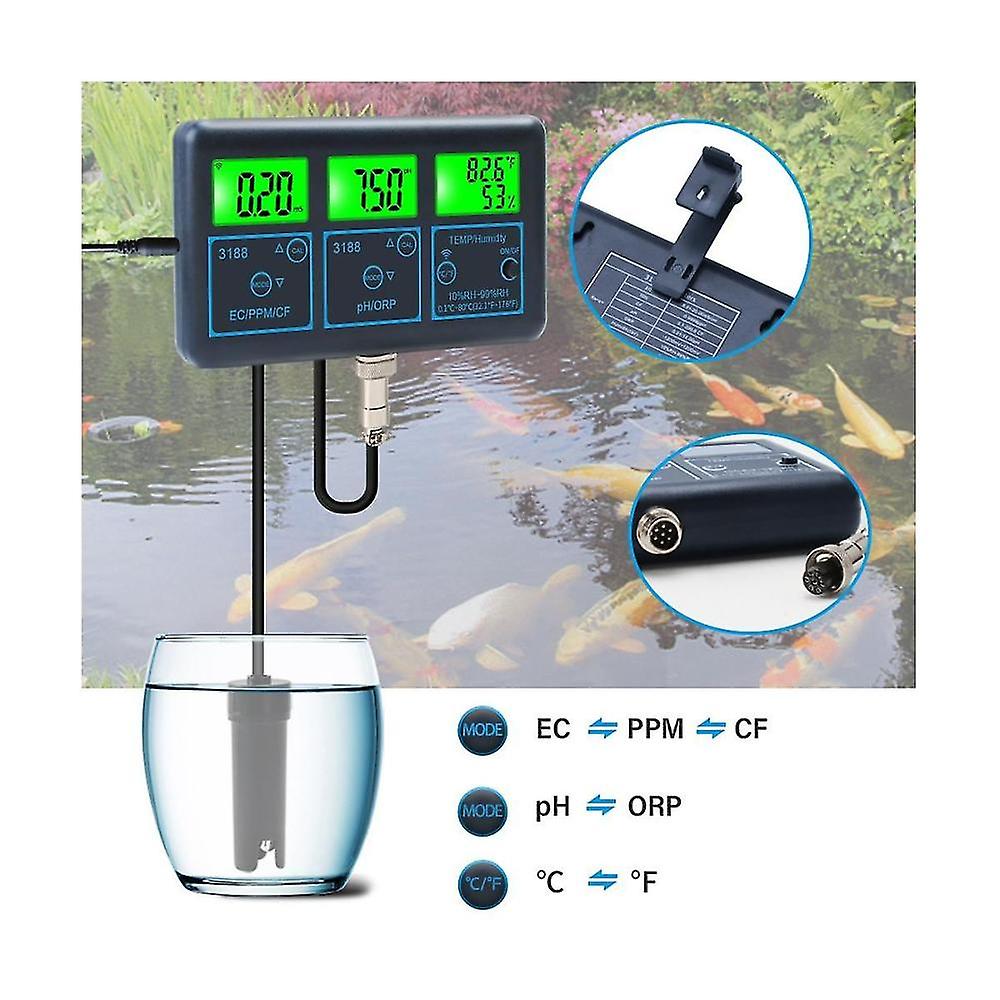 Tuya Wifi 7 In 1 Water Quality Tester Multi-parameter Water Analyzer Digital Ph/orp//temperature Mo