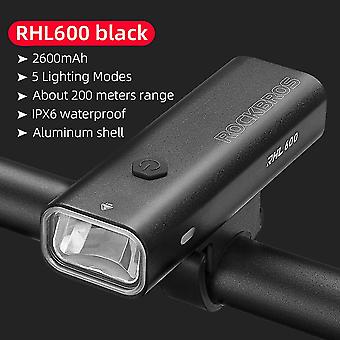 Cykellygte foran 600lumen Ipx6 cykellygte genopladelig 2600mah 500 hk Lommelygte Cykellygte A