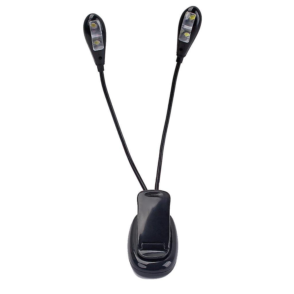 LED Reading Lamp Dual Arms 2 LEDs Flexible Book Sheet Music Stand Light