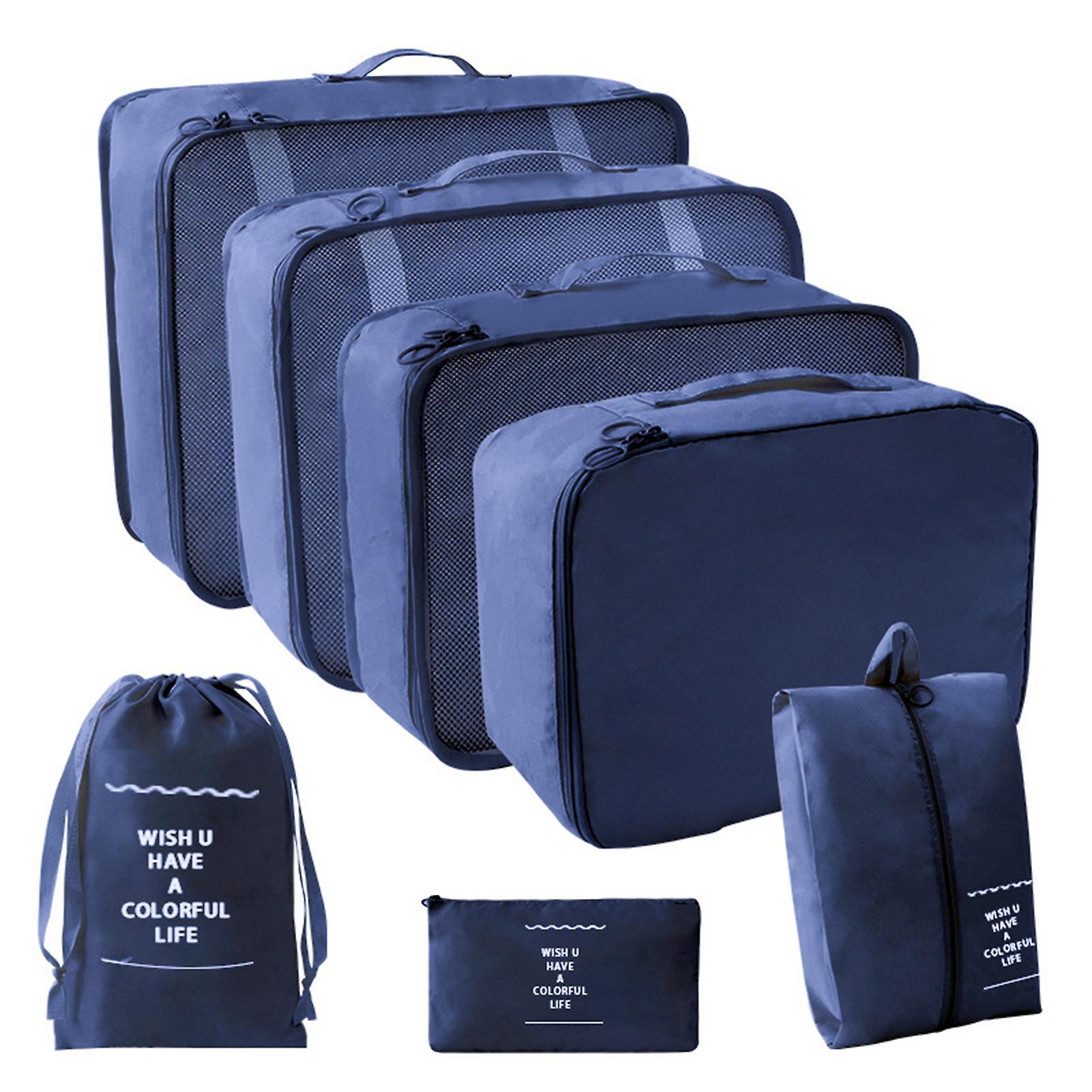 7PCS Solid-Color Travel Storage Bag Set Multi-Purpose Suitcase Organizing Bag for Hiking