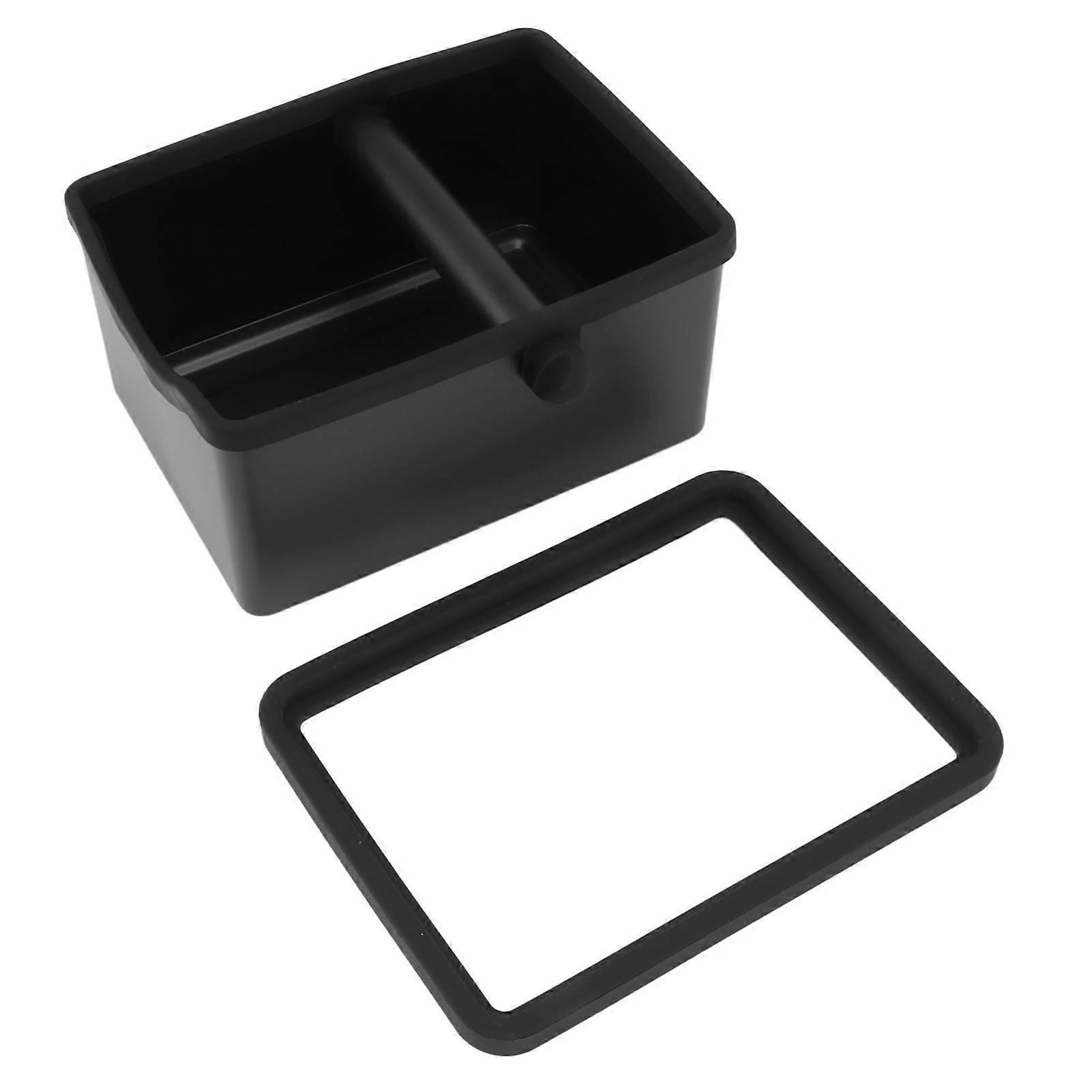 TPFE Steel Coffee Knock Box with Knock Bar, Square, Absorbent and Non-Slip, Black