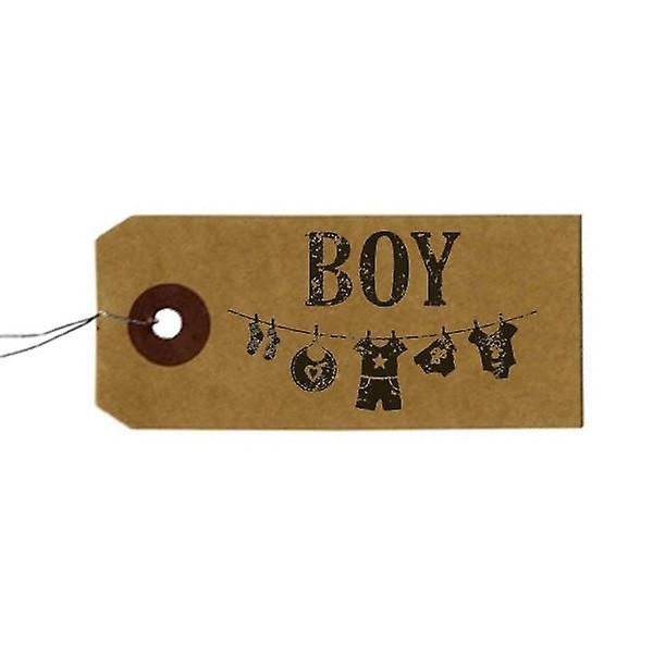 Kraft labels + Wood stamps 'Boy'