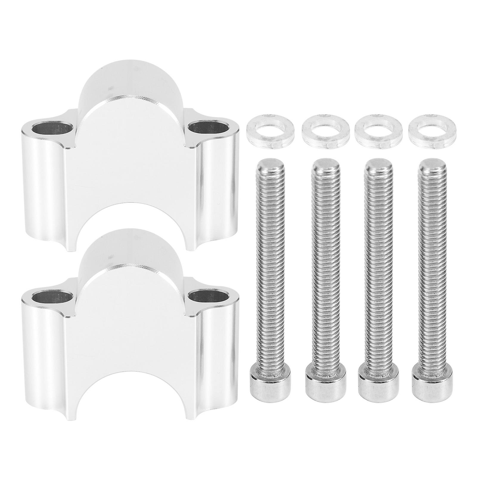 7/8" 30mm Handlebar Riser Kit Universal Clamp Bars for Motorcycle Off-Road ATV (Silver)
