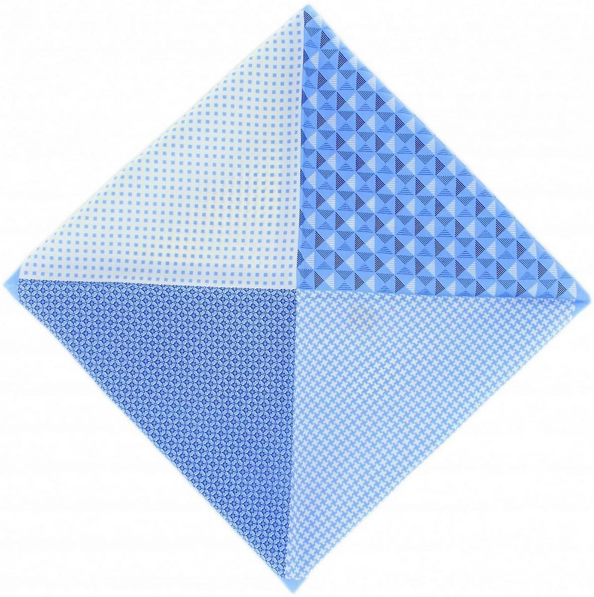 Michelsons af London 4 mønster silke Pocket Square - Ice Blue