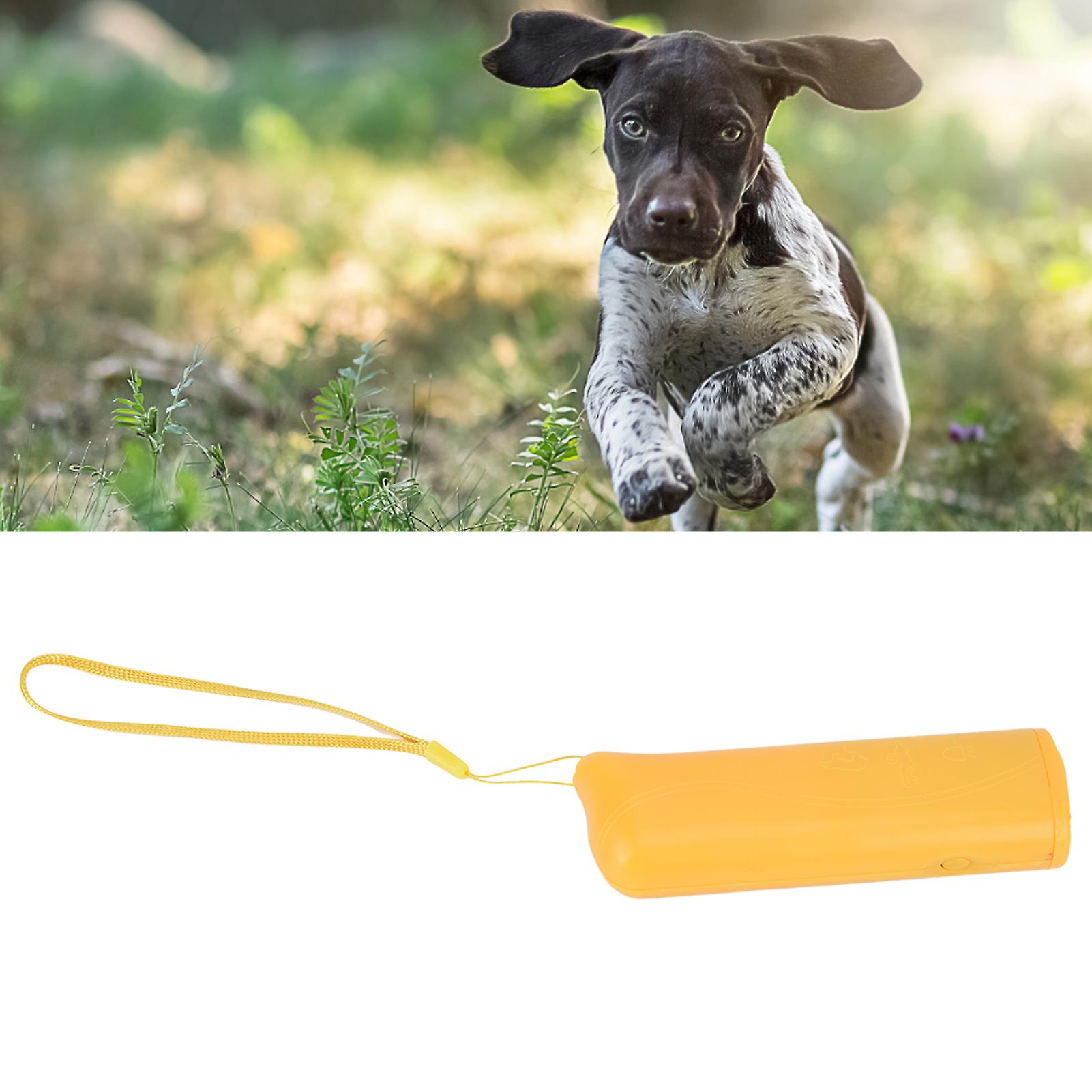 Ultrasonic Dog Trainer Device Portable Effective Dog Repeller for Barking Digging ChewingYellow 