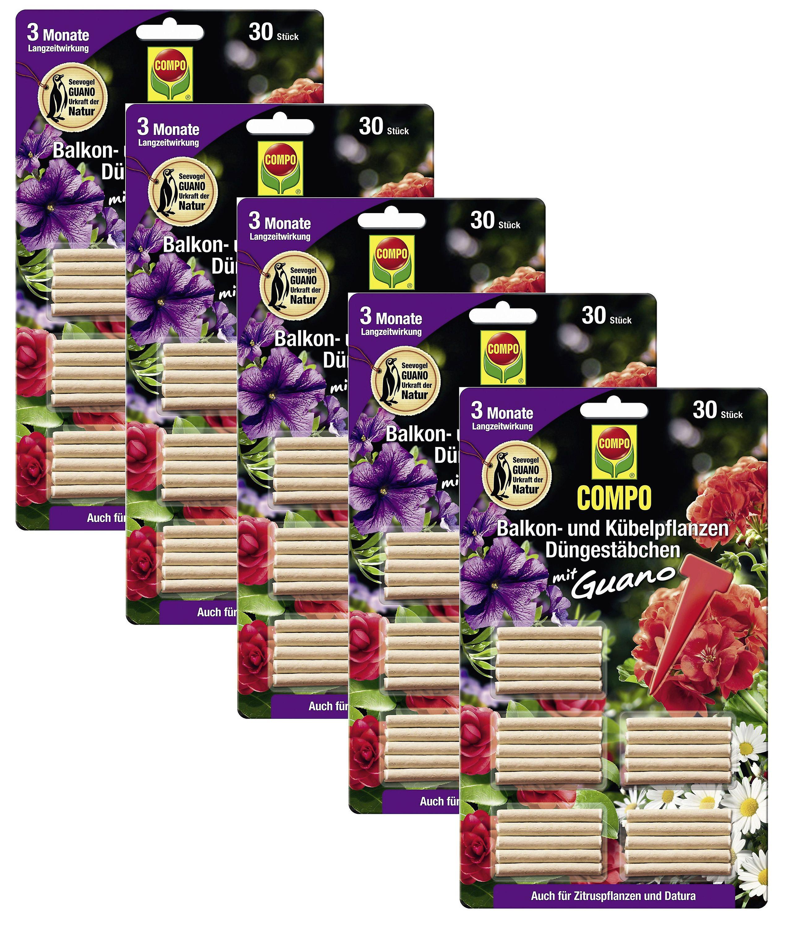 5 x COMPO balcony and potted plants fertilizer sticks with guano, 30 pieces
