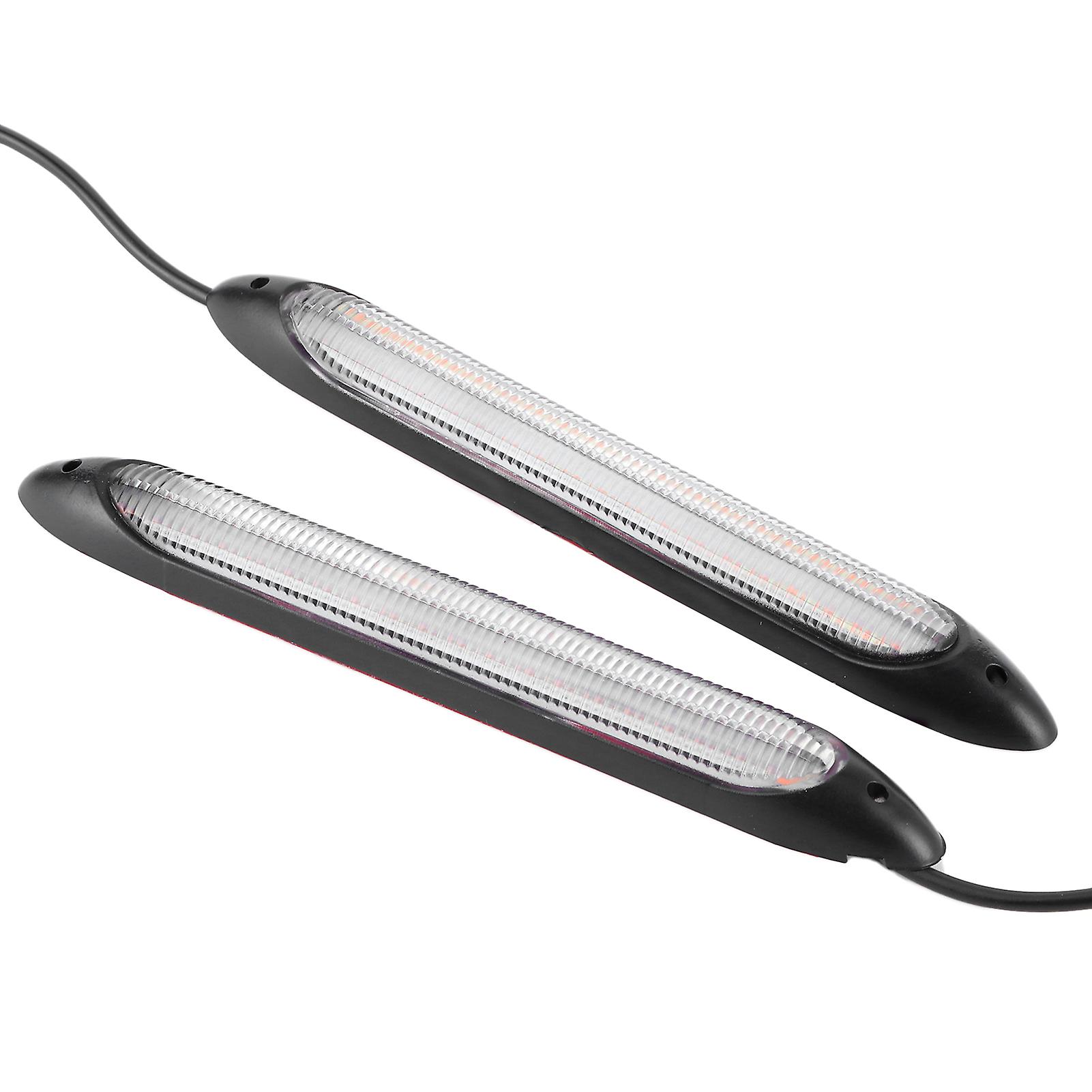 Pair of LED Daytime Running Lamp Strip Turn Signal White Yellow Light Color Waterproof15.5cm / 6.1in 