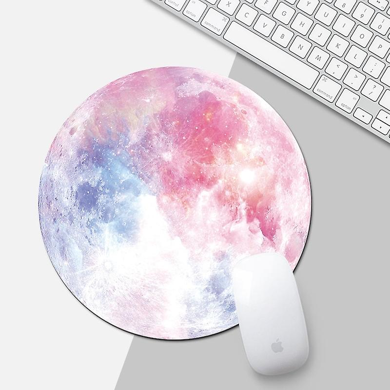 Rainbow Color Moon Pattern Circular Mouse Pad, Diameter: 22cm Rainbow Color Moon