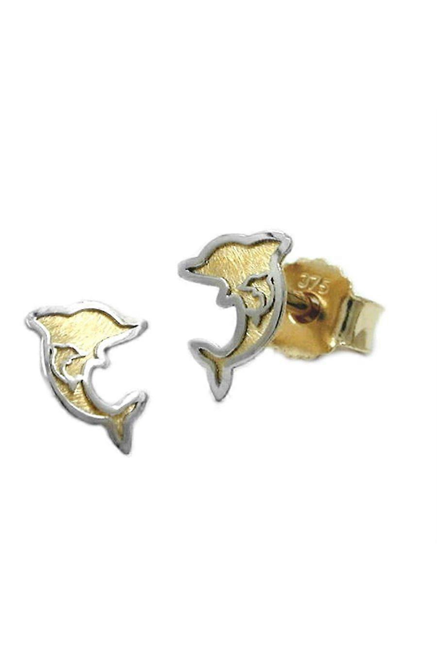 Earrings Dolphins Two Tone 9k Gold - Gl430614