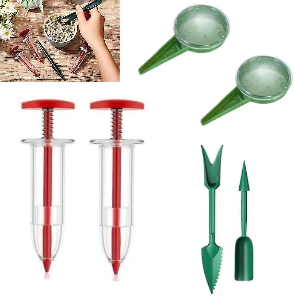 6PCS/Mini Sowing Seed Dispenser, Handheld Seed Planter Tool Small Seed Sower Spreader Manual Seedlings Dibber and Widger Set for Tiny Seeds