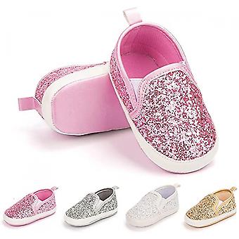 Veeki Baby Girls Boys Canvas Shoes Soft Sole Toddler Slip On Newborn Crib Moccasins Casual Sneaker Boy's Flat Lazy Loafers Shoe----Rose Red12cm
