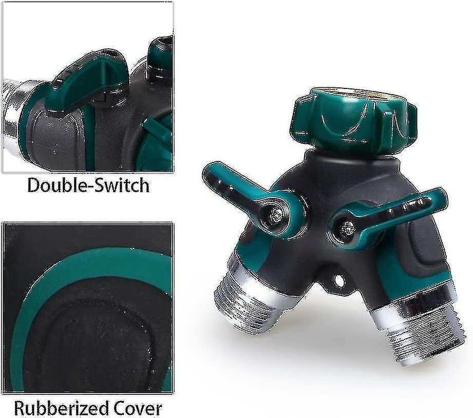 موصل خرطوم على شكل حرف Y ، جسم معدني محول صنبور الحديقة مع مطاط مريح وسلس