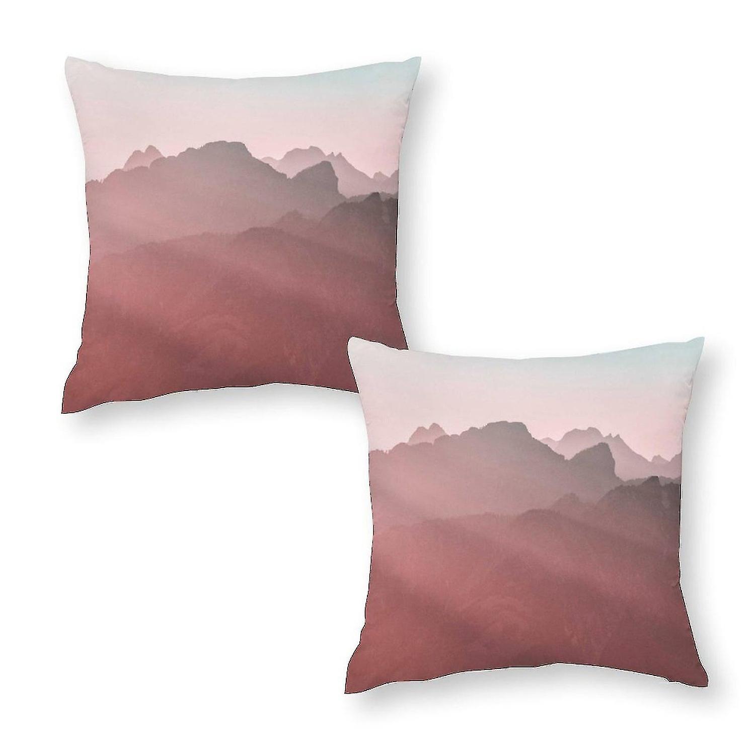 كيس وسادة مطبوع للصور للجبال عند الفجر