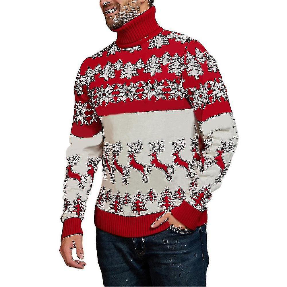 Frauen Männer Paar Weihnachten Pullover Pullover Tops Warm High Neck Strickpullover Winter