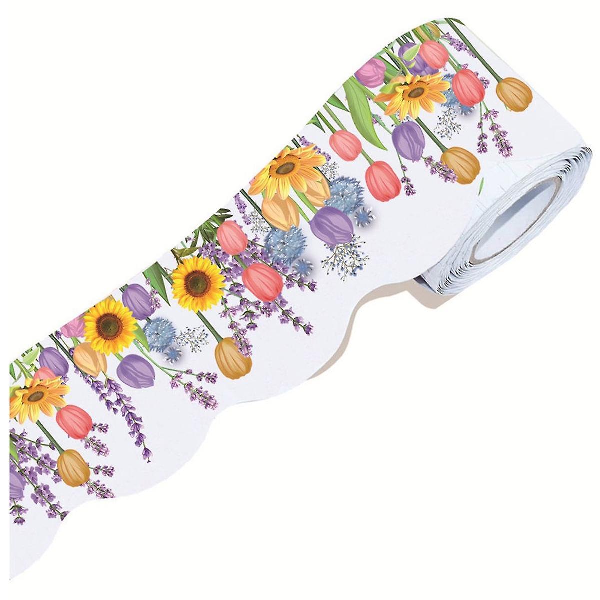 1 Roll Bulletin Board Border Floral Bulletin Border Tulip Flower Trim Border for School Classroom B