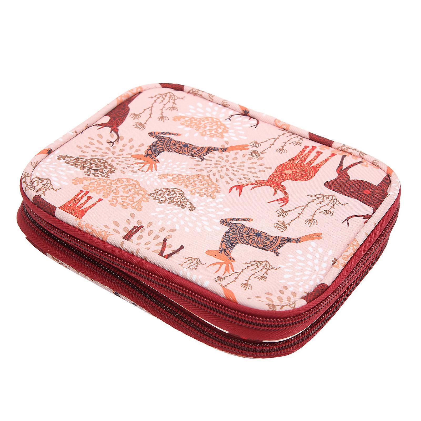 Crochet Bag Sika Deer Pattern 600d Oxford Cloth Portable Large Capacity Double Layer Soft Durable Material Knitting Bag
