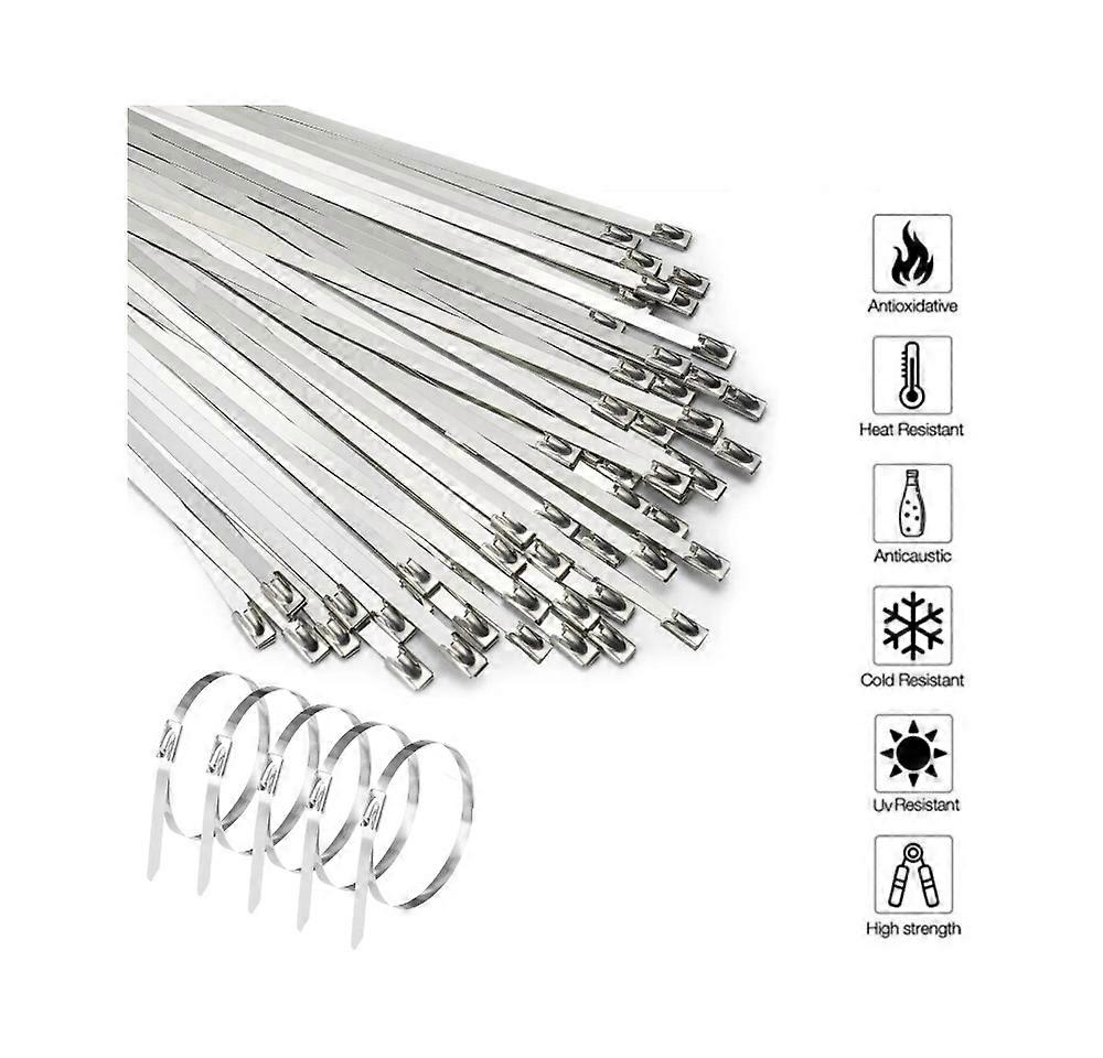 4.6*300mm 100pcs Stainless Steel Clamp wire cable Equipment high temperature and oxidation resistant fixed steel belt