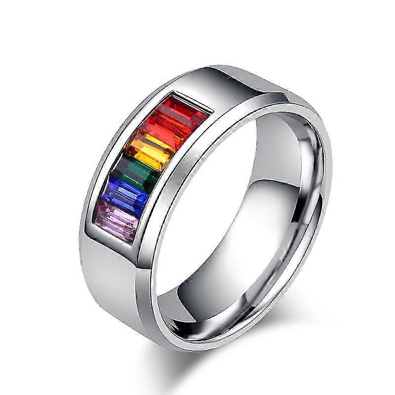 Rainbow Stainless Steel Ring Pride Ring Wedding Ring For Men Wome