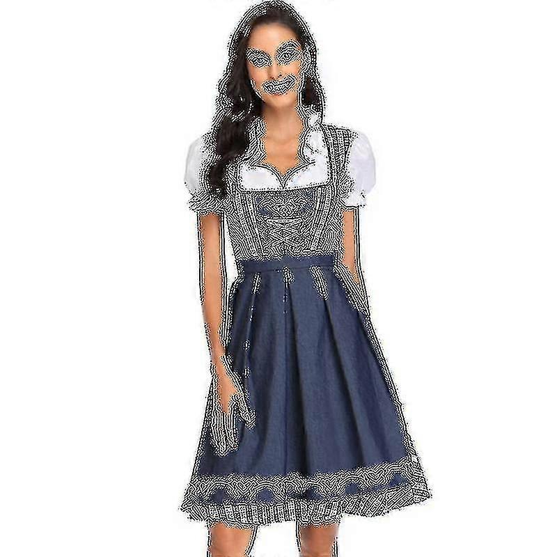 Wysokiej jakości tradycyjna niemiecka sukienka w kratę Dirndl Oktoberfest Kostium Strój dla dorosłych kobiet Hallow