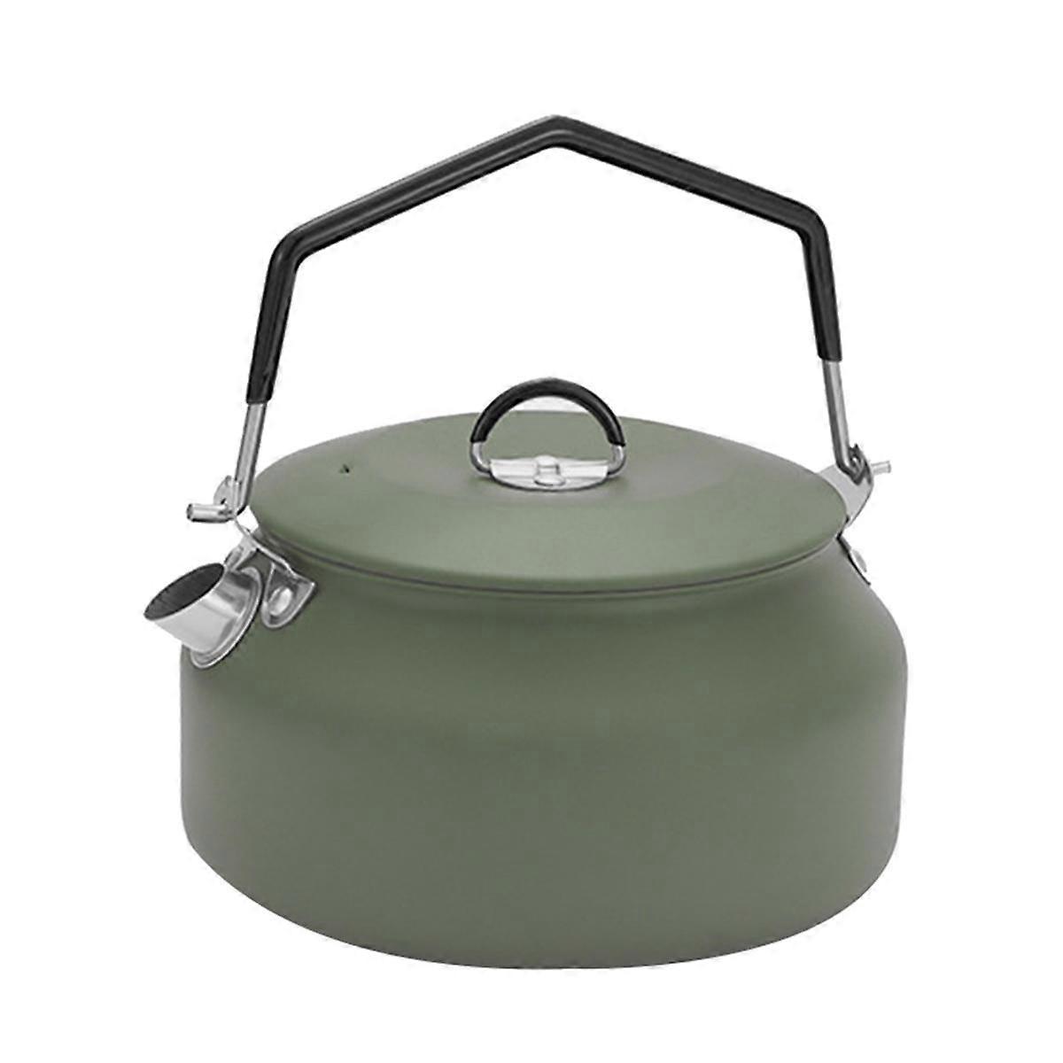 1L Portable Kettle Camping Stovetop Teapot with Folding Handle Outdoor Water Bottle Teapot Green