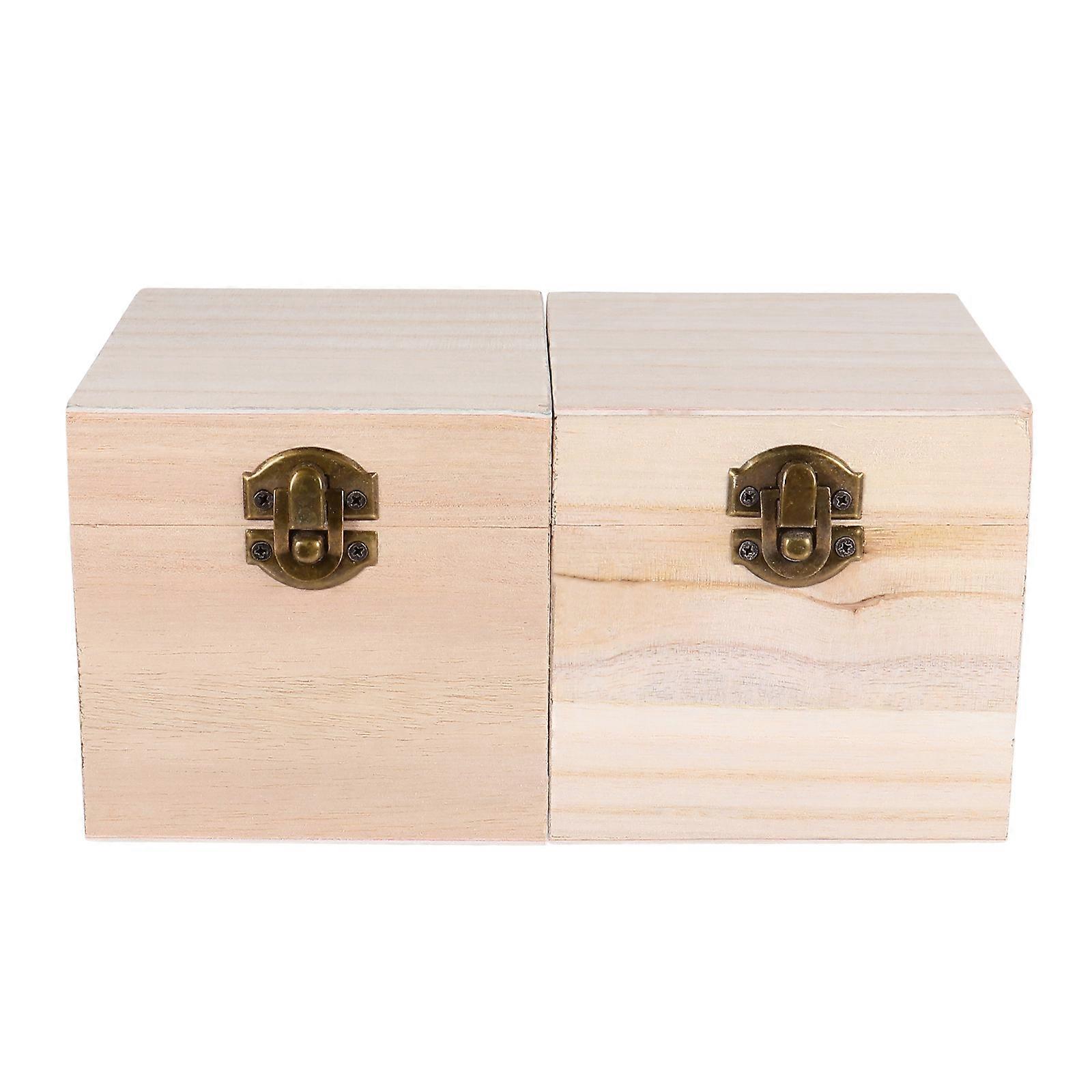 1 Set 2Pcs Simple Vintage Wood Gift Storage Boxes Exquisite Packing Boxes