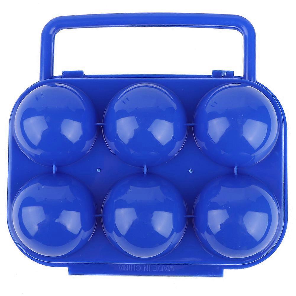 Double Side Egg Tray Storage Box Case Holder Container Organizer with Handle for 6 Eggs(blue)