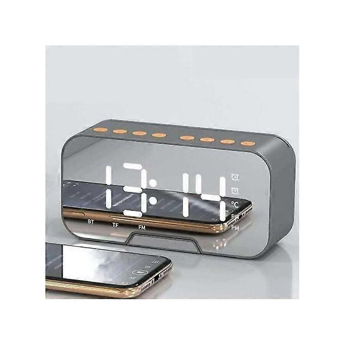 Bluetooth Speaker Radio Clock Mirror Sound-black