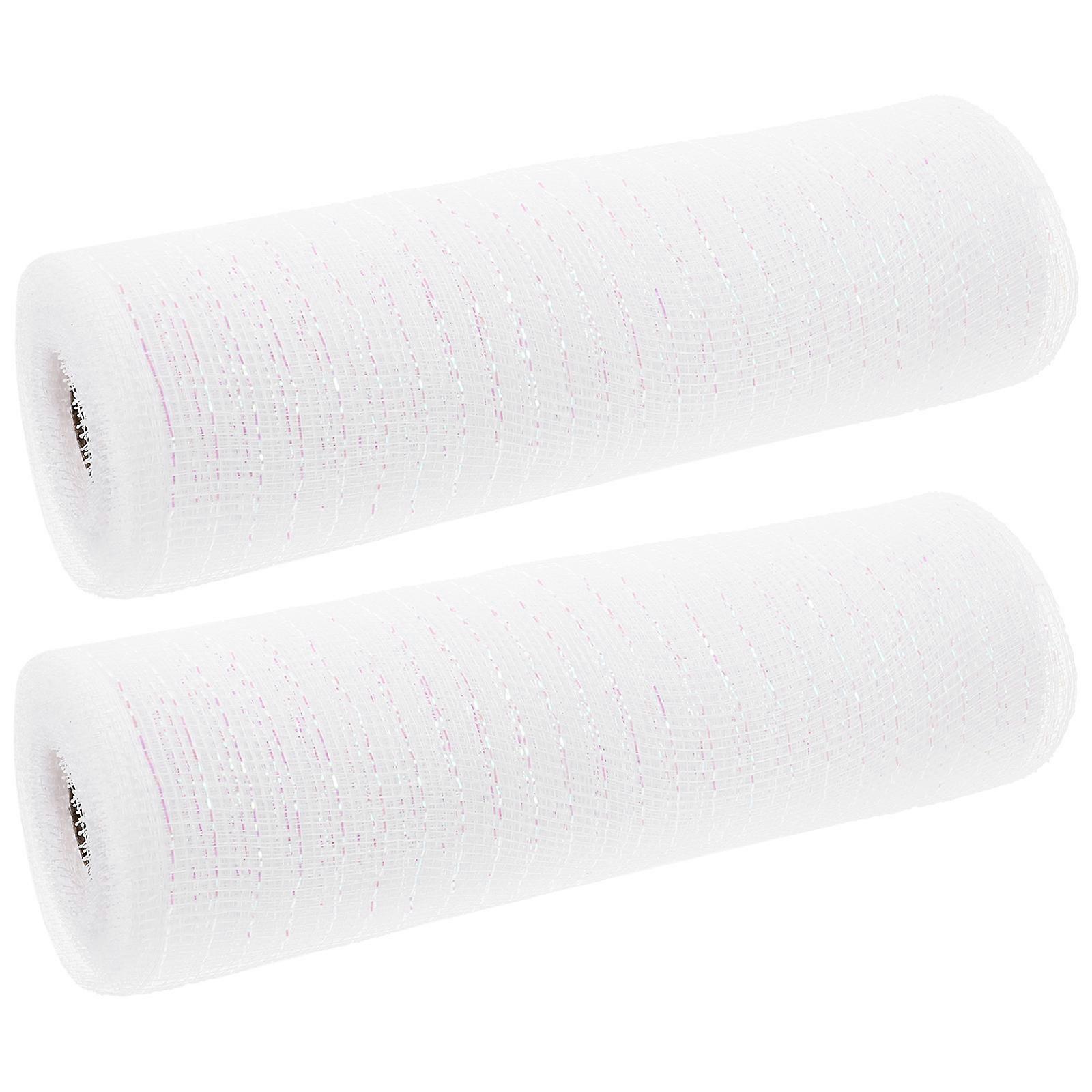 2 Rolls of Mesh Ribbon Gift Packing Mesh Ribbon Decorative Mesh Fabric Flowers Wrapping Mesh