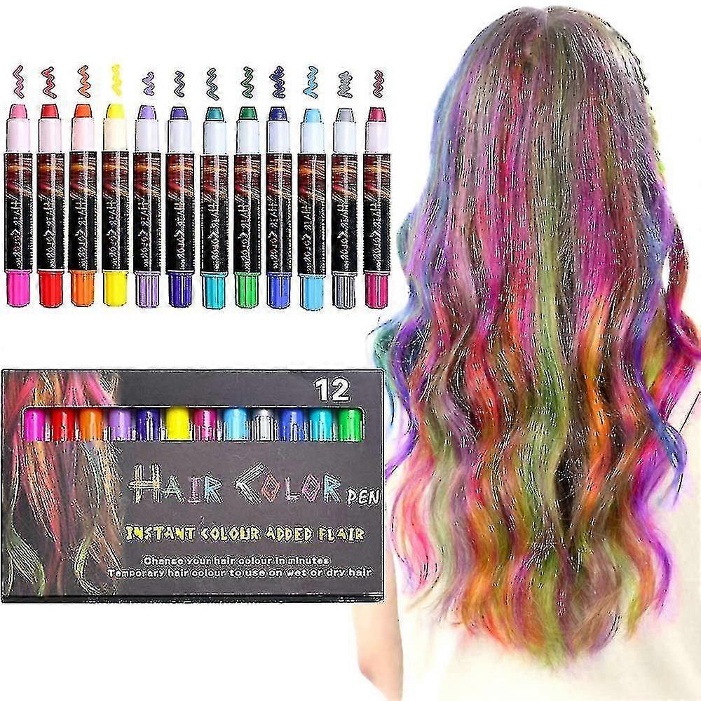 12 עטי גיר זמניים לשיער Cor צבע שיער לא רעיל וניתן לכביסה