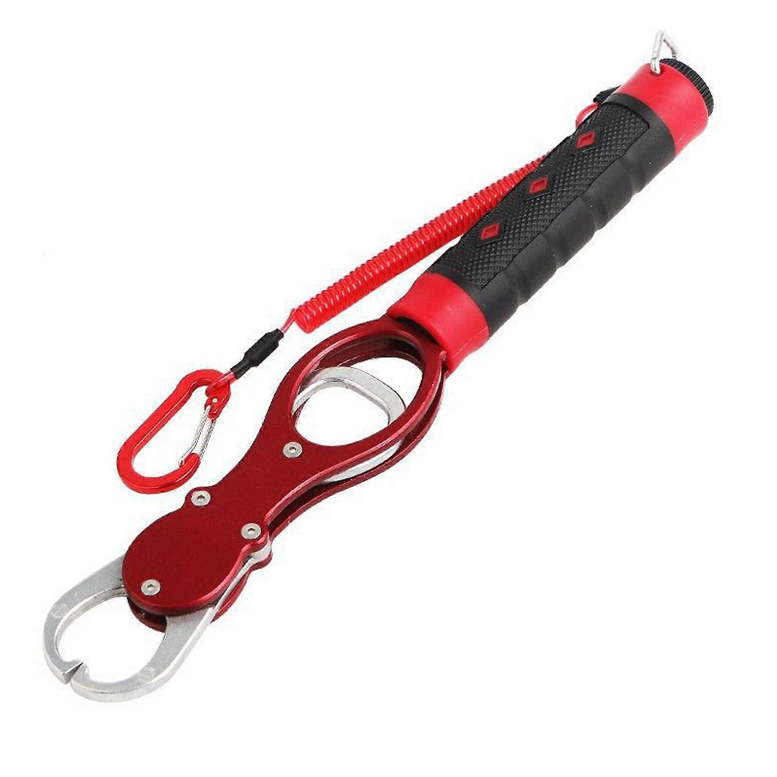 Aluminum Alloy Fish Gripper with Scale Fish Mouth Lip Grabber Long Handle Fishing Pliers Fish Control Clamp Catcher Tong Fishing Accessories